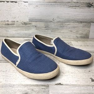 TOMS Blue Canvas Slip On Shoes Size 9